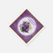 Elegant Paarse Rose Boeket Gouden sierrand Servet (Hoek)