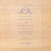 Elegant Paarse Royal Crown Krans Monogram Acryl Uitnodigingen (Voorkant)