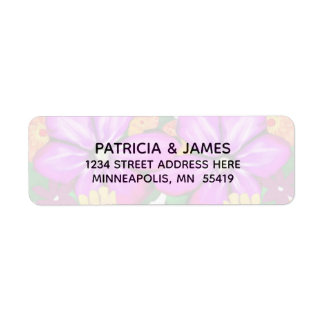 Elegant Paarse roze bloemenadres Etiket