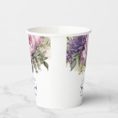 Elegant Paarse roze bloemenkorf 50ste verjaardag Papieren Bekers (Links)