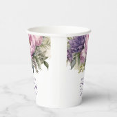 Elegant Paarse roze bloemenkorf 50ste verjaardag Papieren Bekers (Rechts)