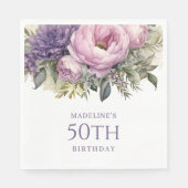 Elegant Paarse roze bloemenkorf 50ste verjaardag Servet (Voorkant)