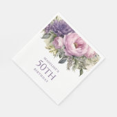 Elegant Paarse roze bloemenkorf 50ste verjaardag Servet (Hoek)