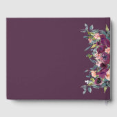 Elegant Paarse roze charmante bloemenbruiloft Gastenboek (Achterkant)