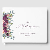 Elegant Paarse roze charmante bloemenbruiloft Gastenboek (Voorkant)