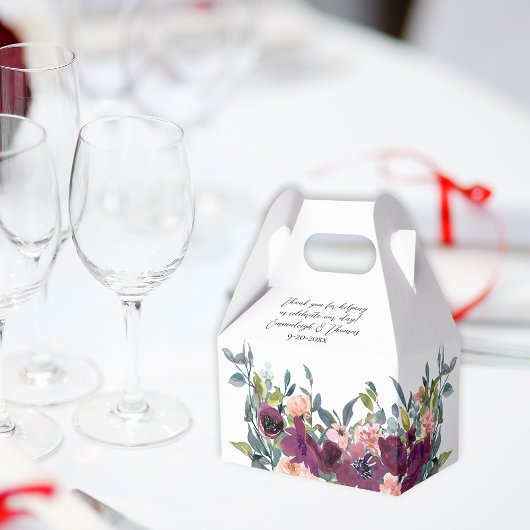 Elegant Paarse roze Floral Wedding Bedankdoosjes