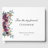 Elegant Paarse roze Floral Wedding Gastenboek (Voorkant)