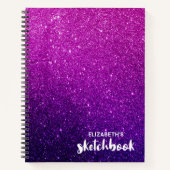 Elegant Paarse Roze Glitter Schetsboek Notitieboek (Voorkant)