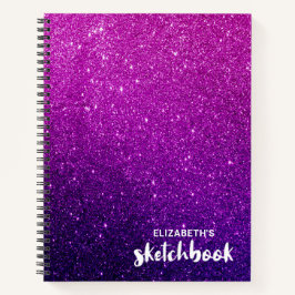 Elegant Paarse Roze Glitter Schetsboek Notitieboek