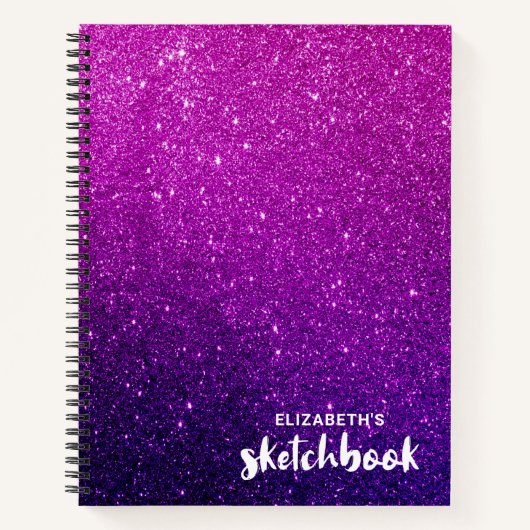 Elegant Paarse Roze Glitter Schetsboek Notitieboek