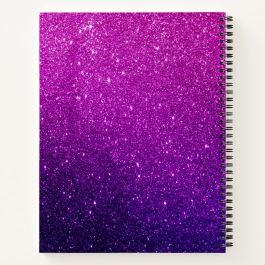 Elegant Paarse Roze Glitter Schetsboek Notitieboek (Achterkant)