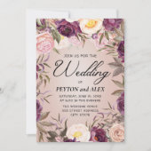 Elegant Paarse roze pony's Wedding Floral Kaart (Voorkant)