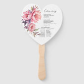 Elegant Paarse Roze Roze Pioen Bruiloft Programma Handwaaier (Achterkant)