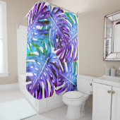 Elegant Paarse roze tropisch bladpatroon Douchegordijn (In situ)