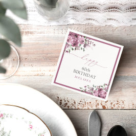 Elegant Paarse Rozen 60ste verjaardagsfeestje Servet