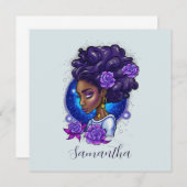 Elegant Paarse Rozen Afro Woman (Voorkant / Achterkant)