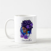 Elegant Paarse Rozen Afro Woman Koffiemok (Links)