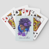 Elegant Paarse Rozen Afro Woman Pokerkaarten (Achterkant)