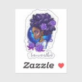 Elegant Paarse Rozen Afro Woman Sticker (Vel)