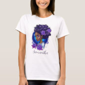 Elegant Paarse Rozen Afro Woman T-shirt (Voorkant)