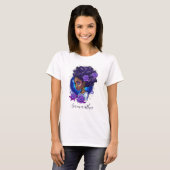 Elegant Paarse Rozen Afro Woman T-shirt (Voorkant volledig)