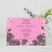 Elegant Paarse Rozen Baby Noemende Uitnodiging Heb (Staand voorkant)