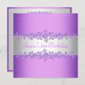 Elegant Paarse Rozen Birthday Party Kaart (Voorkant / Achterkant)