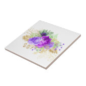 Elegant Paarse Rozen bloemengouden bladeren bloeme Tegeltje (Zijkant)