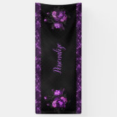 Elegant Paarse Rozen en grens aan zwart personalis Spandoek (Verticaal)