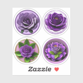 Elegant Paarse Rozen Floral Assortiment 4-Pack Sticker
