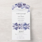 Elegant Paarse Rozen Floral Evening Winter Wedding All In One Uitnodiging (Binnen)