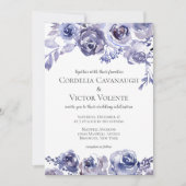 Elegant Paarse Rozen Floral Evening Winter Wedding Kaart (Voorkant)