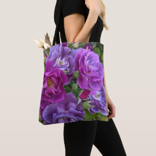 Elegant Paarse Rozen Floral Tote Bag