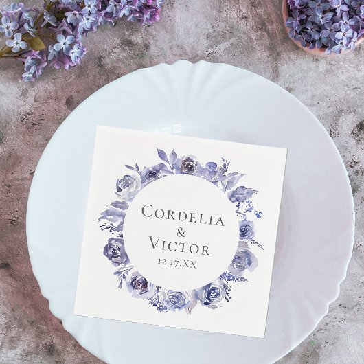 Elegant Paarse Rozen Floral Winter Evening Wedding Servet