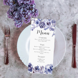 Elegant Paarse Rozen Floral Winter Weddenschap Menu