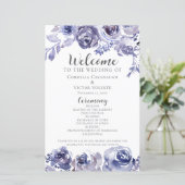 Elegant Paarse Rozen Floral Winter Wedding Program (Staand voorkant)