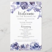 Elegant Paarse Rozen Floral Winter Wedding Program (Voorkant)