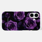Elegant Paarse Rozen monogram Case-Mate iPhone Case (Achterkant (horizontaal))