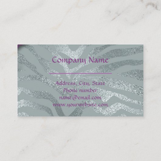 Elegant Paarse Rozen op het zilveren glitterpatroo Visitekaartje (Achterkant)