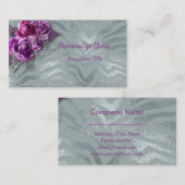 Elegant Paarse Rozen op het zilveren glitterpatroo Visitekaartje (Voorkant / Achterkant)