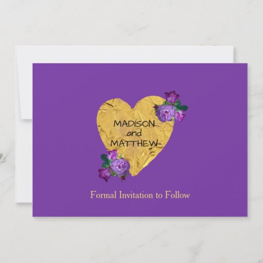 Elegant Paarse Rozen & Stripes Sla de Kaart Datum  (Achterkant)