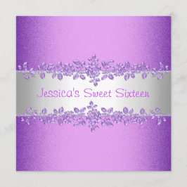 Elegant Paarse Rozen Sweet Sixteen Birthday Kaart