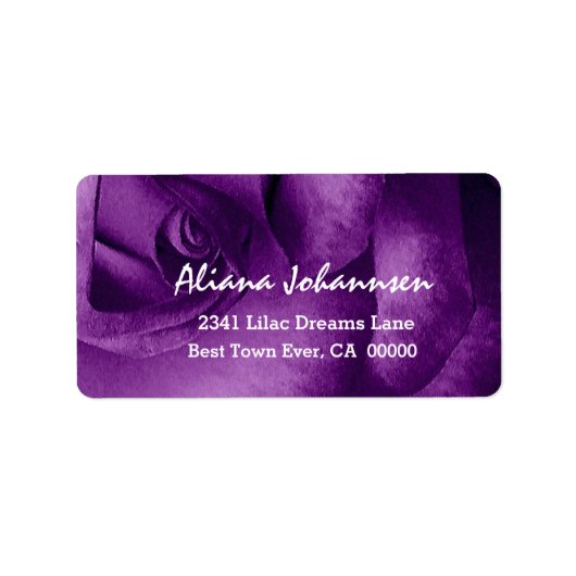 Elegant PAARSE Rozen trouwlabel V04 Etiket (Voorkant)