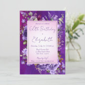 Elegant paarse rozen verjaardagsfeestje kaart (Staand voorkant)