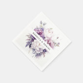 Elegant Paarse Rozen Waterverf Bloemenbruiloft Servet (Hoek)