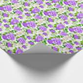 Elegant  Paarse Rozen White 2 Achtergrond Cadeaupapier (Hoek)