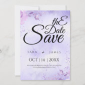 Elegant paarse Save the Date Aankondiging Kaart (Voorkant)