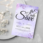 Elegant paarse Save the Date Aankondiging Kaart