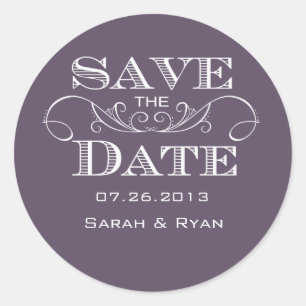 Elegant Paarse Save the Date Sticker