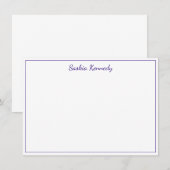 Elegant Paarse Script Border Personated Notitiekaartje (Voorkant / Achterkant)